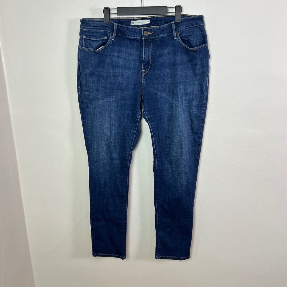 Levi's Mid Rise Skinny Jeans 18W Blue Dark Wash Stretch Denim Curvy Classic